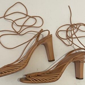 Loeffler Randall Leather "Hallie" Sandal Sz 8. Dune (tan) smooth leather.